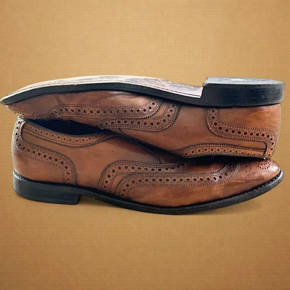 Allen Edmonds McAllister Shoes Mens Sz 11E Walnut Leather Brogue Wingtip Oxfords